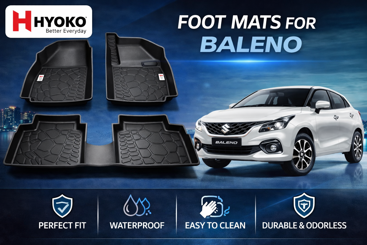 TPE Car Mats for Baleno 2022-present custom fit HYOKO