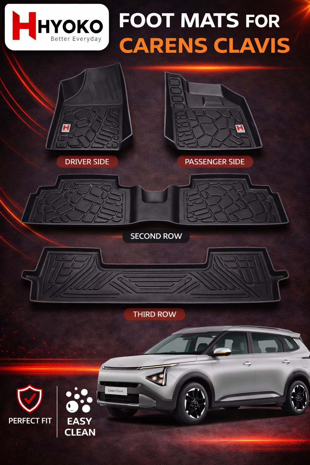 TPE Car Mats for Carens Clavis custom fit HYOKO