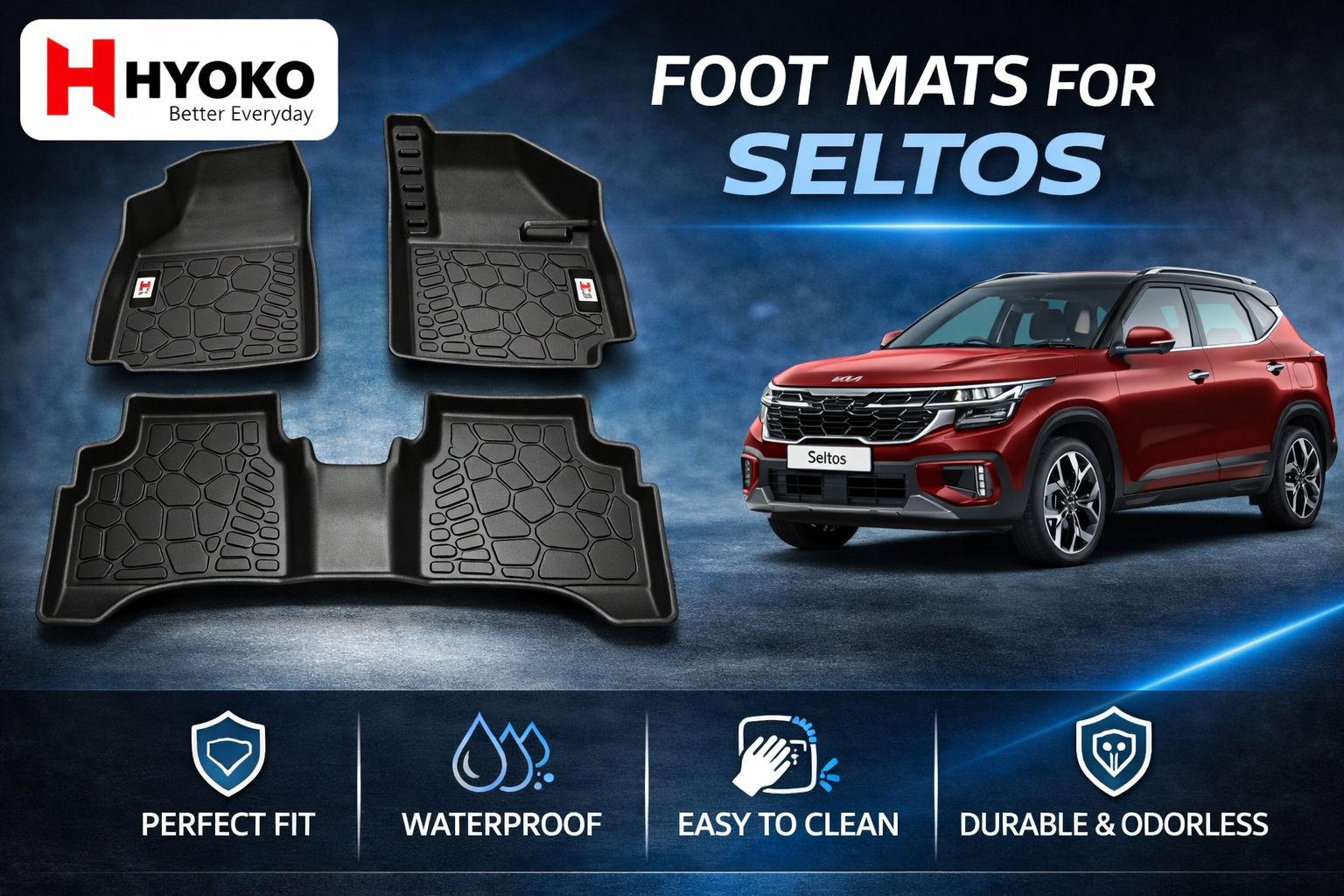 TPE Car Mats for Seltos 2017-2023 custom fit HYOKO