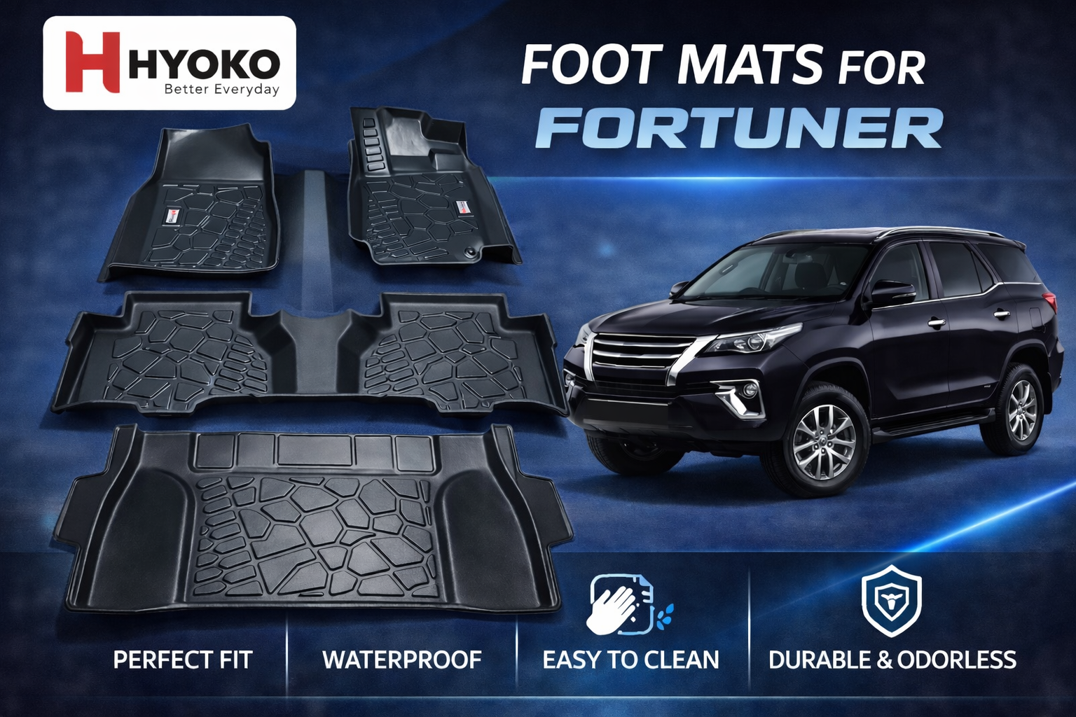 All Weather TPE Car Floor Mats for Fortuner / Legender (MT) (2016– )