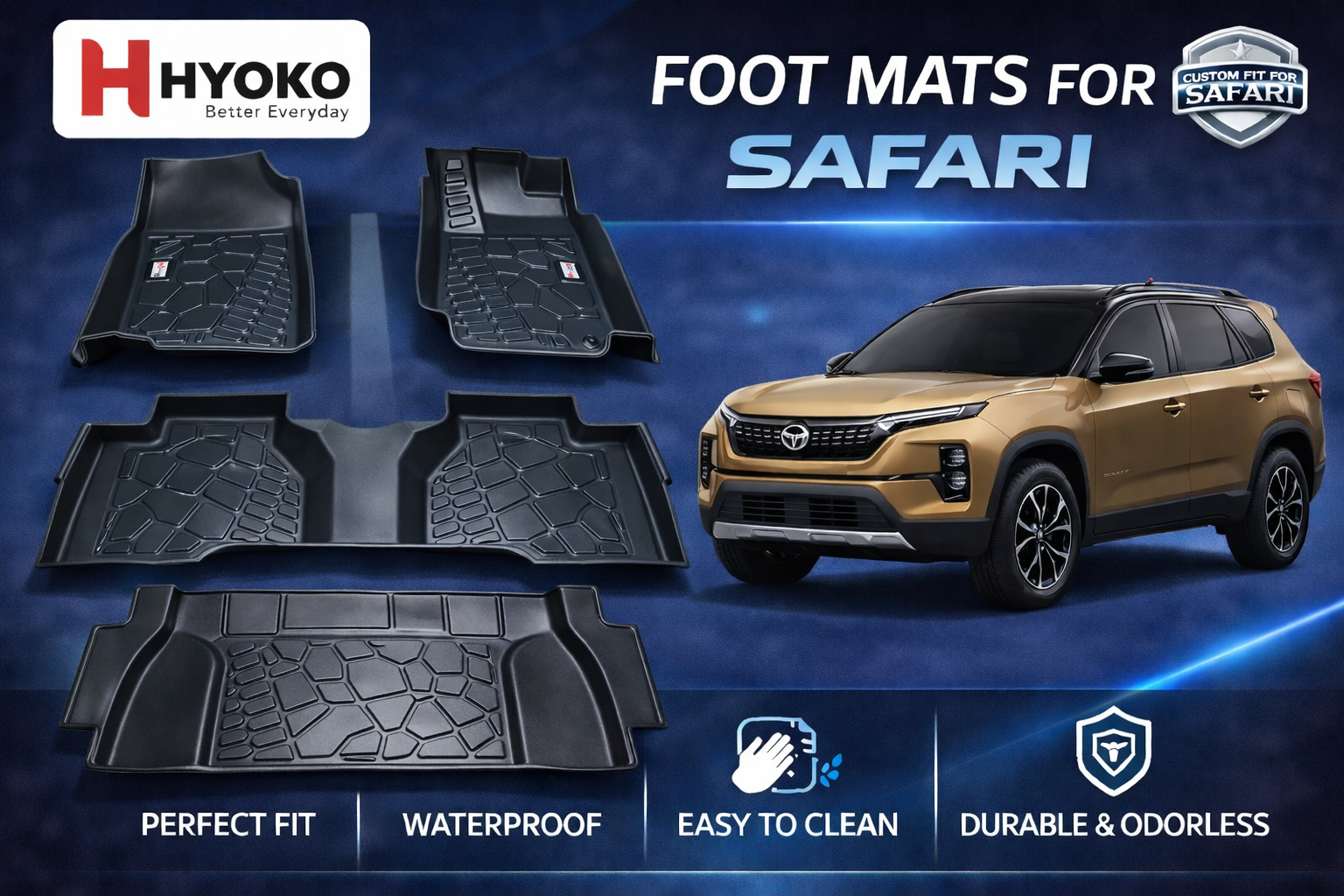 TPE Car Mats for Safari AT 2021-present custom fit HYOKO