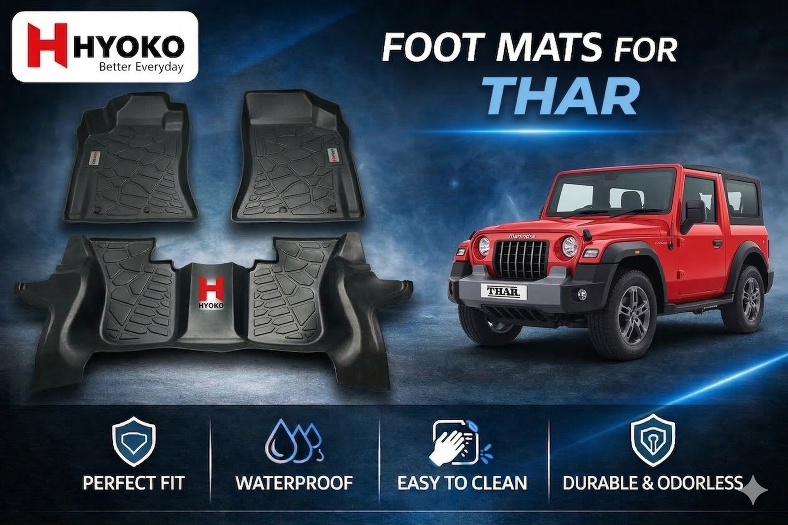 TPE Car Mats for Thar 2023-2024 custom fit HYOKO