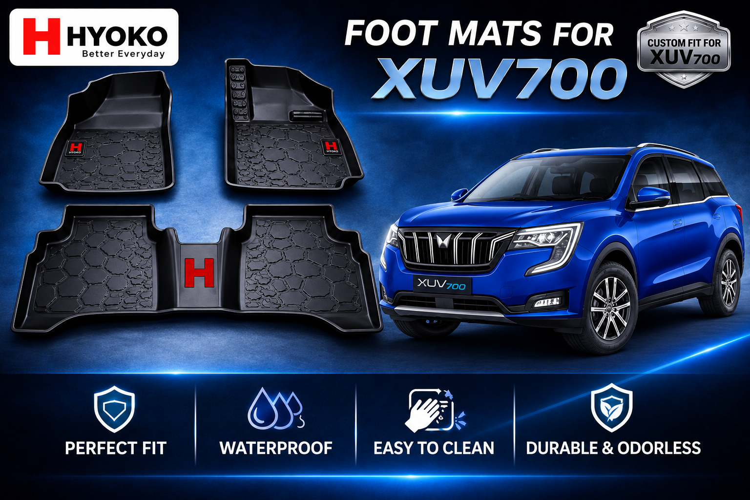 All Weather TPE Car Floor Mats for XUV700 (2021– )