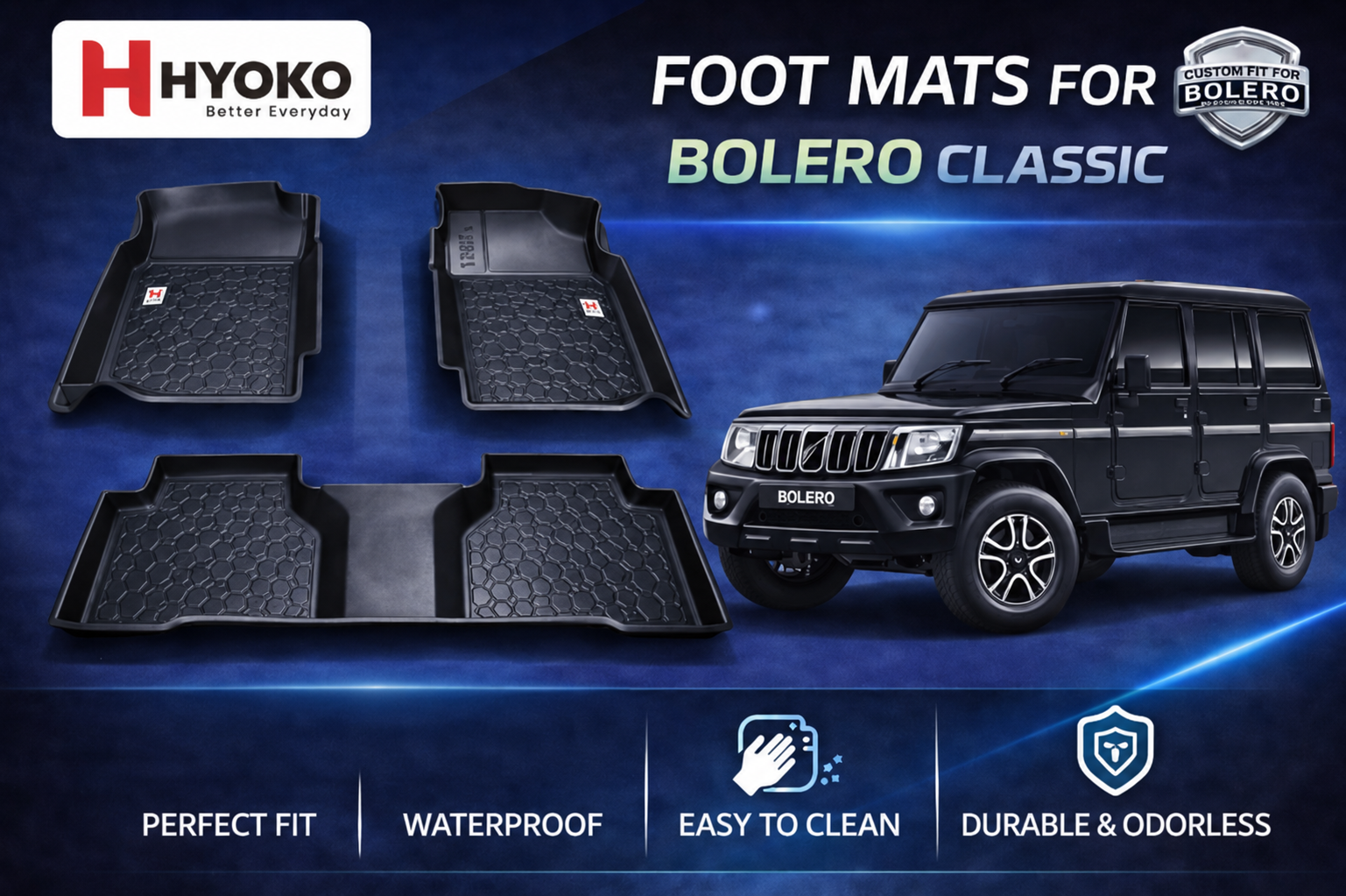 All Weather TPE Car Floor Mats for Bolero Classic (2000– )